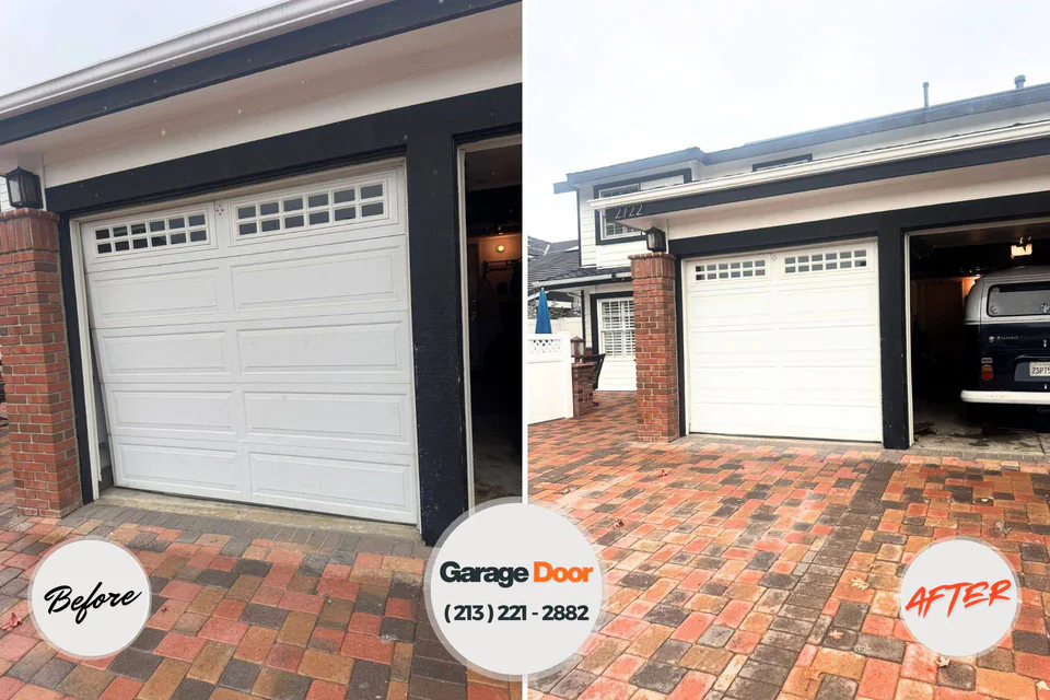 Before and after: garage door repair Rapid City, MI